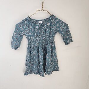 OshKosh B'gosh Girls Blue Floral Print Smocked Waist Dress Size 4/4A